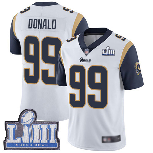 Los Angeles Rams Limited White Men Aaron Donald Road Jersey NFL Football #99 Super Bowl LIII Bound Vapor Untouchable->los angeles rams->NFL Jersey